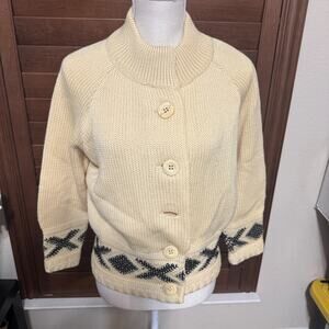 Vintage 1960's Catalina Sweater Cardigan Chunky Knit sz 38/L cream Nordic